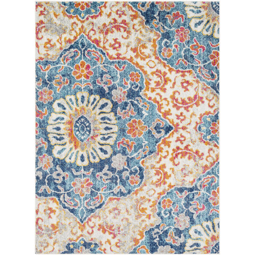Langley Street Adeliza Performance Blue/Burnt Rug & Reviews Wayfair